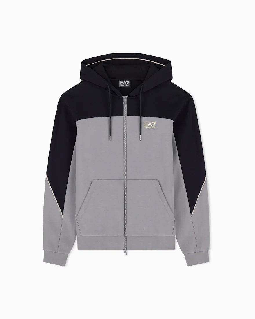 Худі EA7 regular fit на блискавці з бавовни